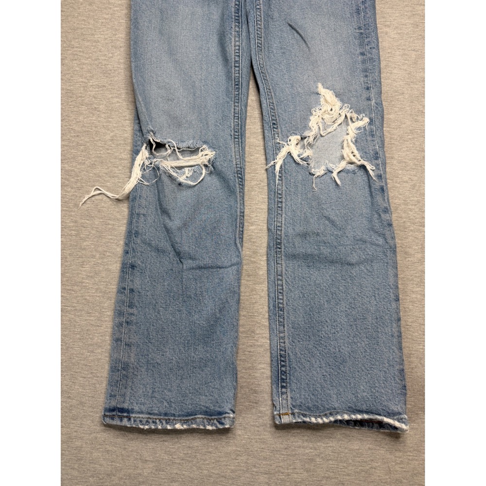 AGOLDE 90s Distressed High Rise Straight Leg Jeans 24 Button Fly Ripped Knee - Picture 7 of 11